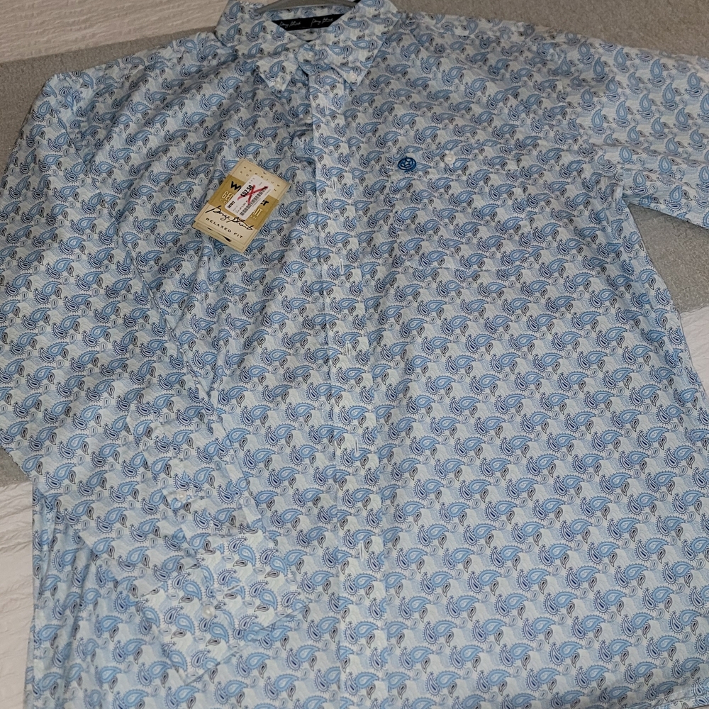 Wrangler Light Blue Paisley Button Down Shirt